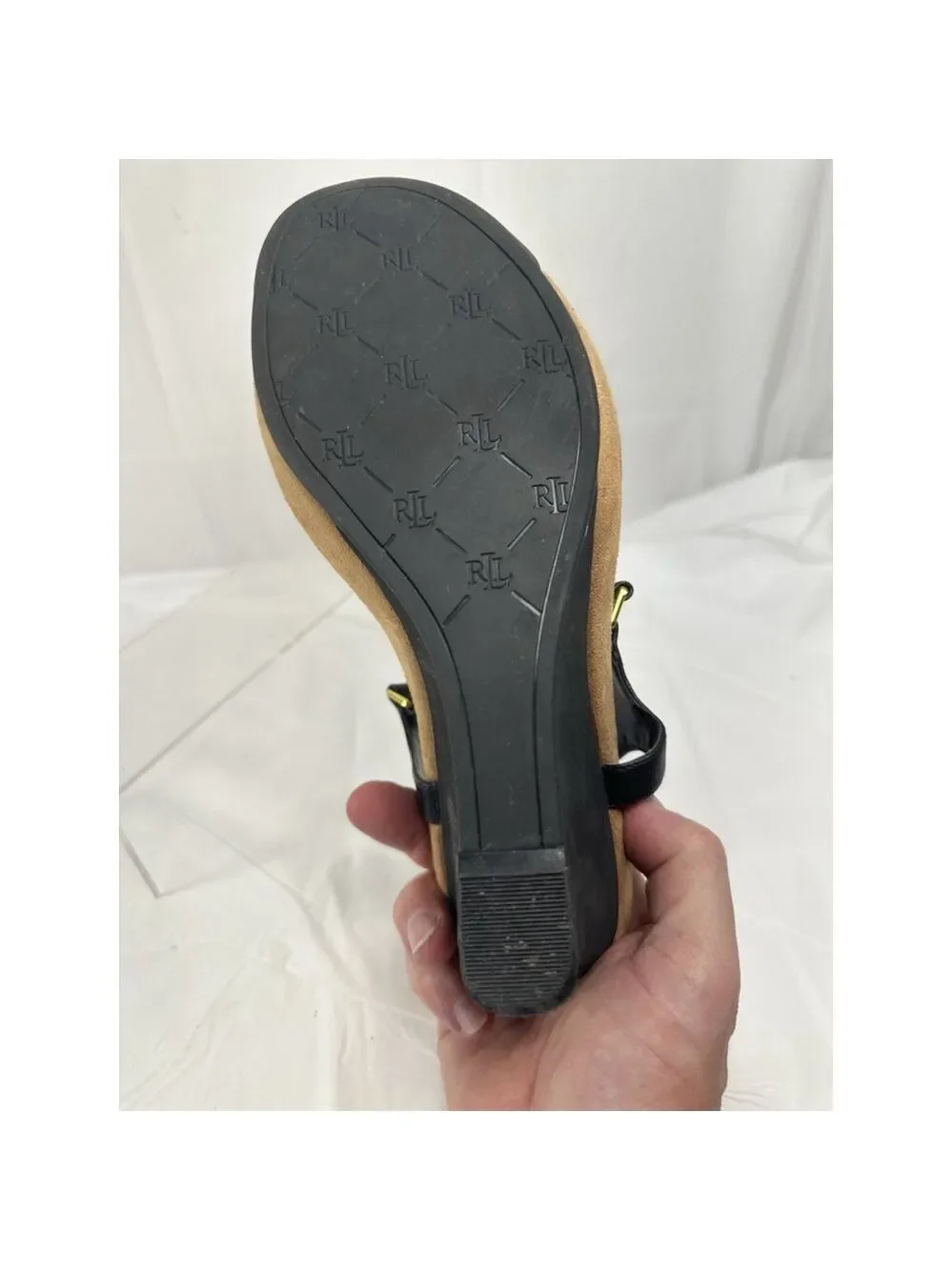 Ralph Lauren RLL Nikki Platform Wedge Sandal Size 9B black